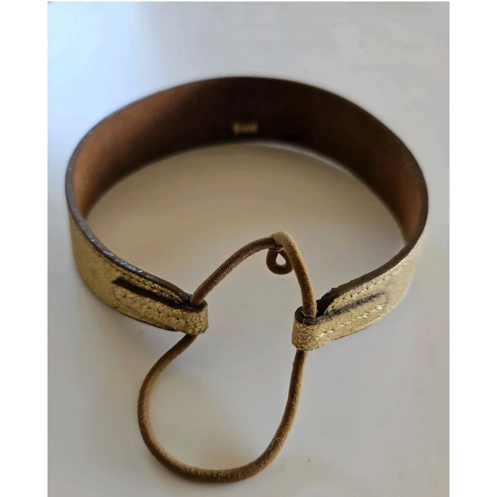 JENNIFER BEHR Gold‎ Leather Maximalist Bohemian Chic Romantic Poetcore Headband